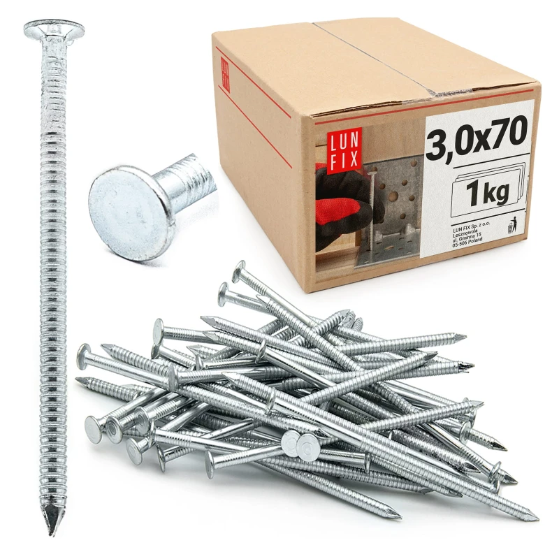 Vroubkované hřebíky 3,1x70 mm pozinkované 1kg