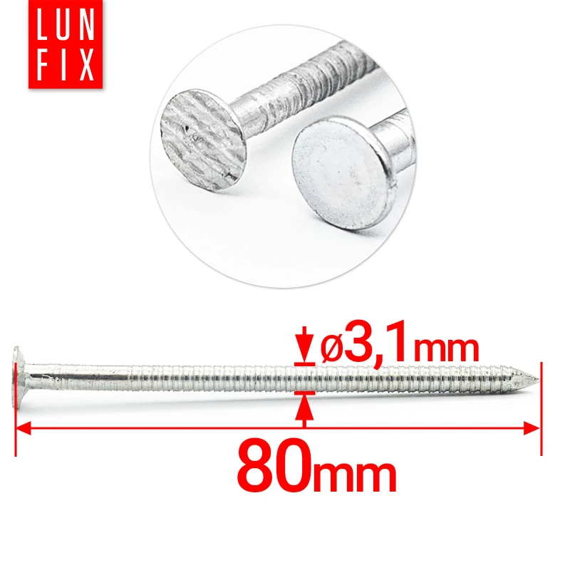 Vroubkované hřebíky 3,1x80 mm 3" pozinkované 5kg