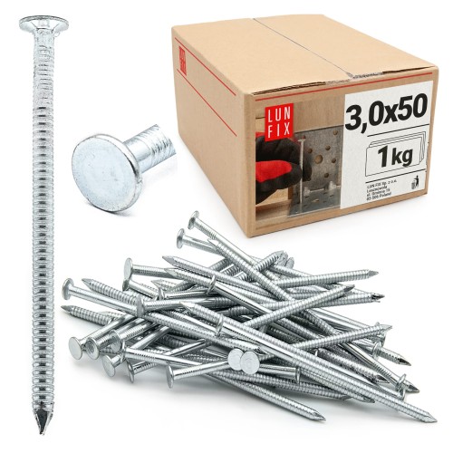 Vroubkované hřebíky 3x50 mm 2" pozinkované 1kg
