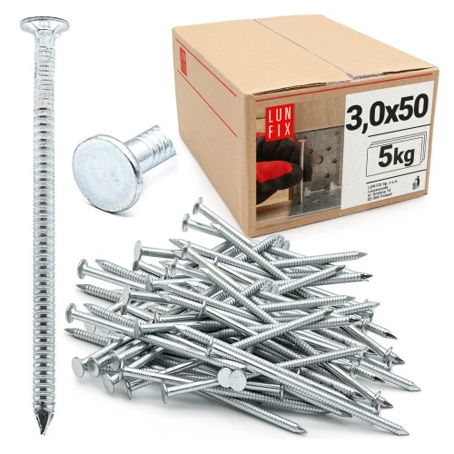 Vroubkované hřebíky 3x50 mm 2" pozinkované 5kg