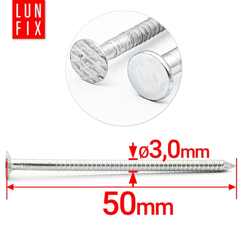 Gwoździe pierścieniowe 3x50 mm 2 cale ocynkowane 5kg