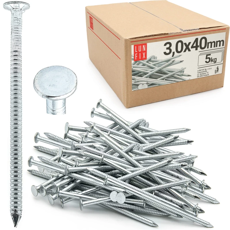 Vroubkované hřebíky 3x40 mm pozinkované 5 kg