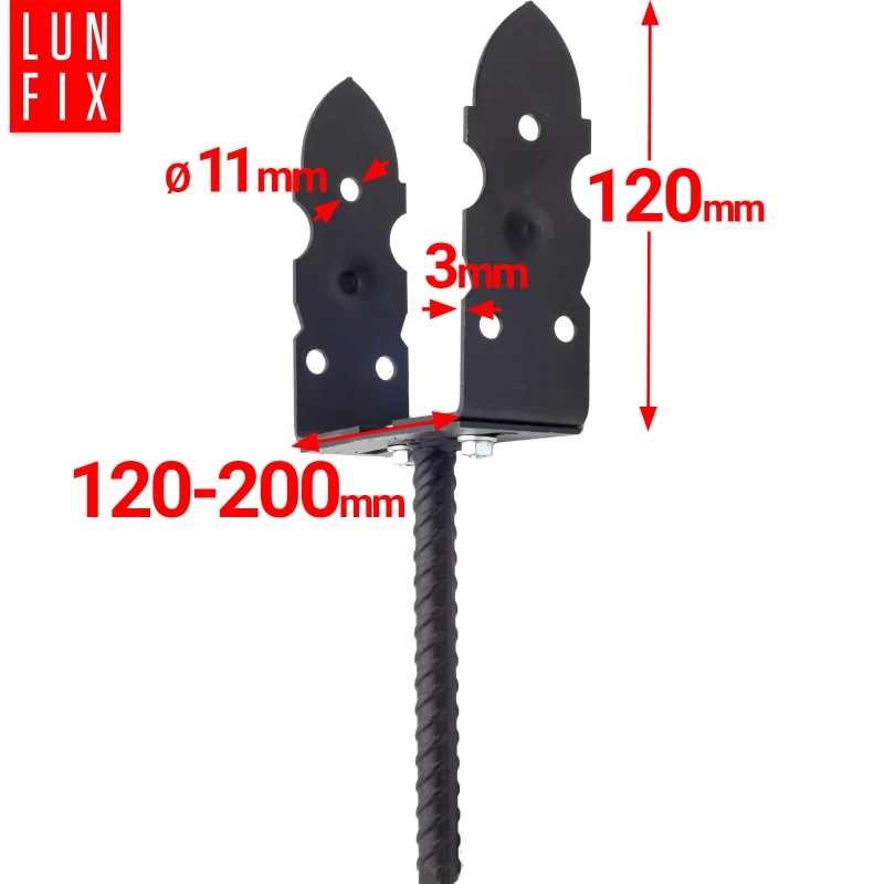 Dekorativní nastavitelná patka typ U s týčí do betonu 120-200mm
