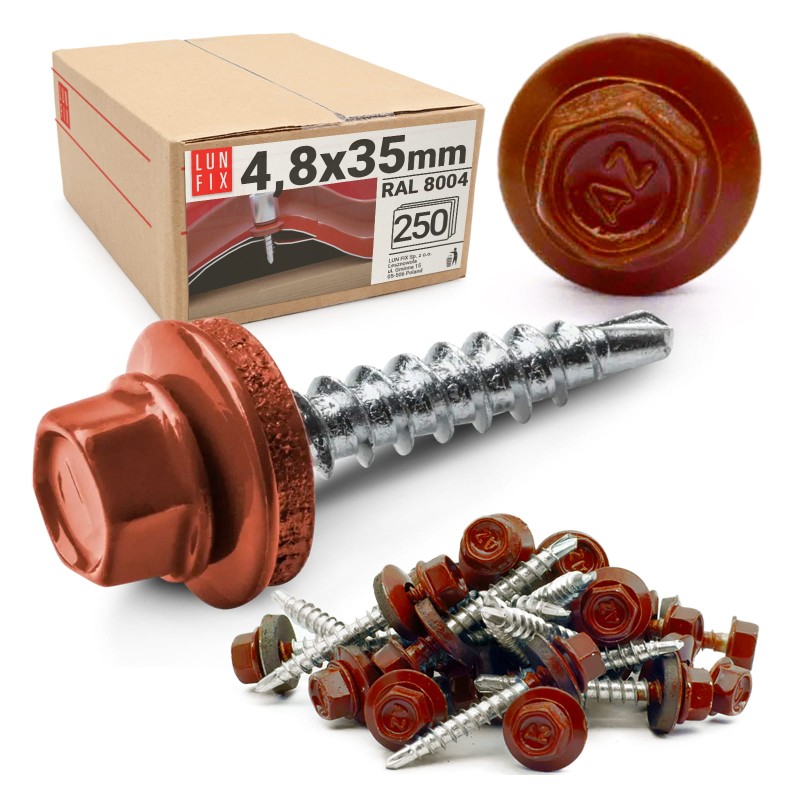 Wkręty farmerskie 4,8x35 samowiercące farmery miedziane 250szt.
