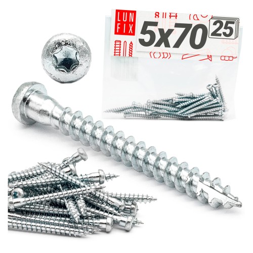 Tesařské vruty ANCHOR pro tesařské spoje 5x70 25ks.