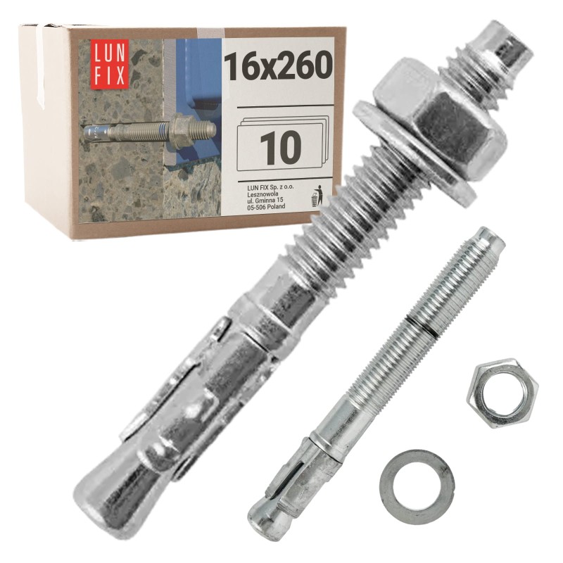 Kotwa ekspresowa do betonu M16 260mm pierścieniowa rozprężana 10 szt.
