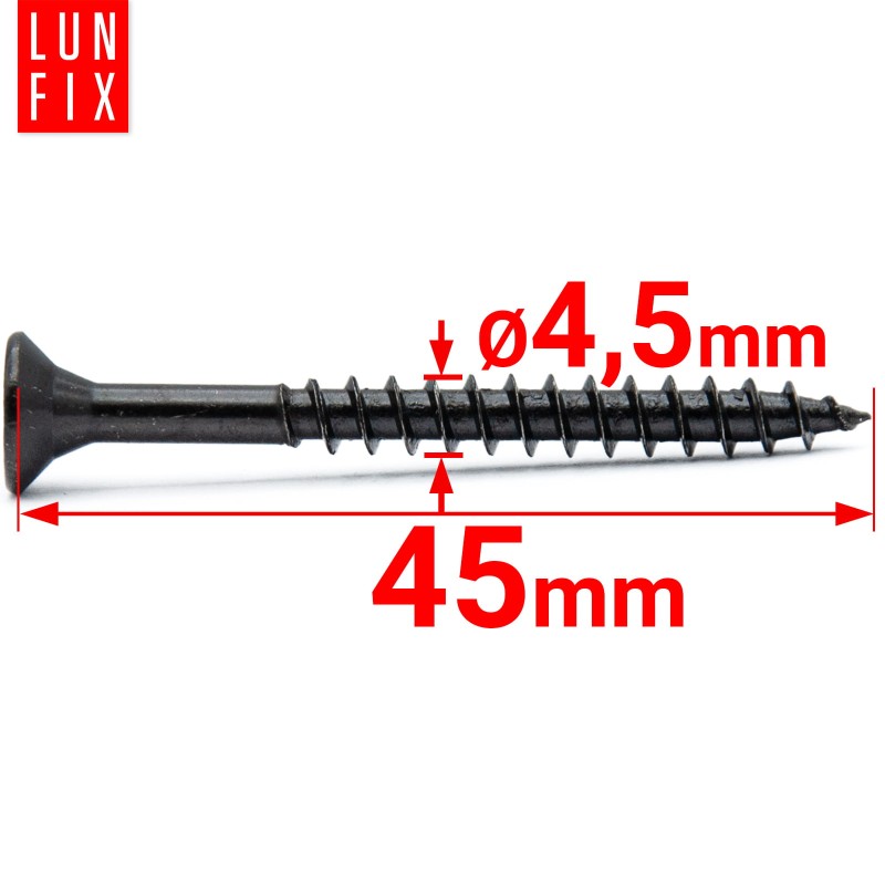 Wkręty uniwersalne 4,5x45 hartowane ocynkowane na czarno 1kg