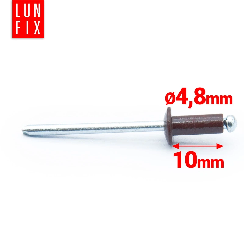 Nýt trhací 4,8x10mm hliník/ocel se zapuštěnou hlavou 100ks hnědý RAL8017