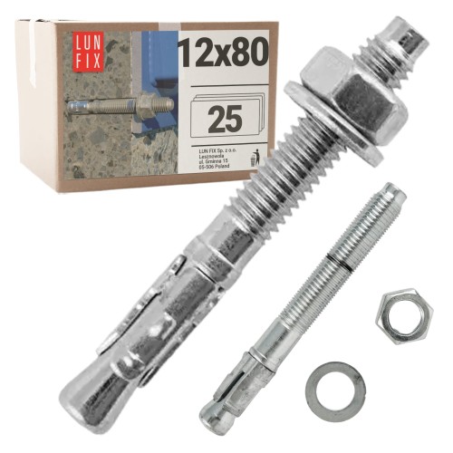 Kotva do betonu M12 80mm rozpěrná 25ks.