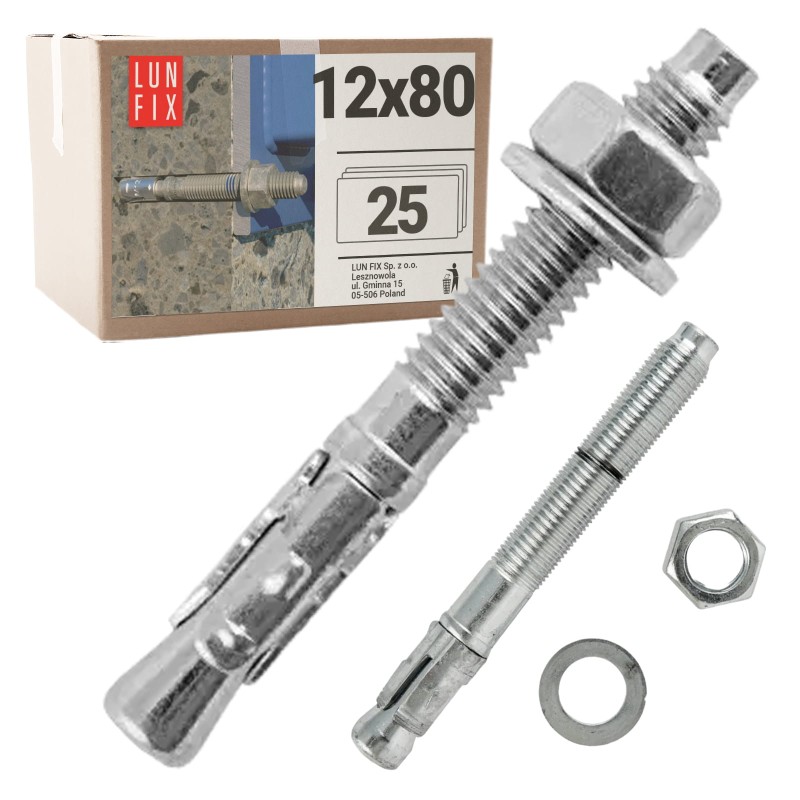 Kotwa ekspresowa do betonu M12 80mm pierścieniowa rozprężana 25szt.