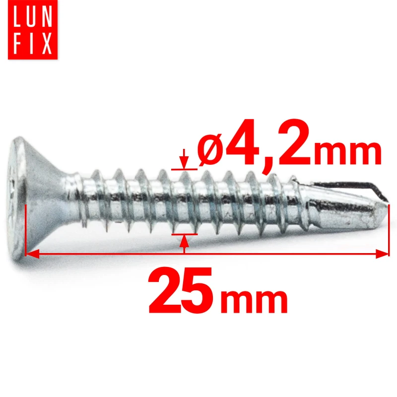 Samovrtný vrut se zápustnou hlavou 4,2x25 pro kov PH 500ks.