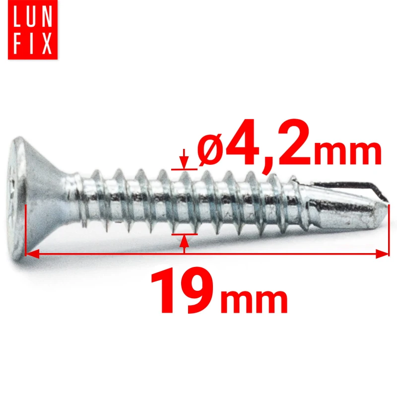 Samovrtný vrut se zápustnou hlavou 4,2x19 pro kov PH 500ks.