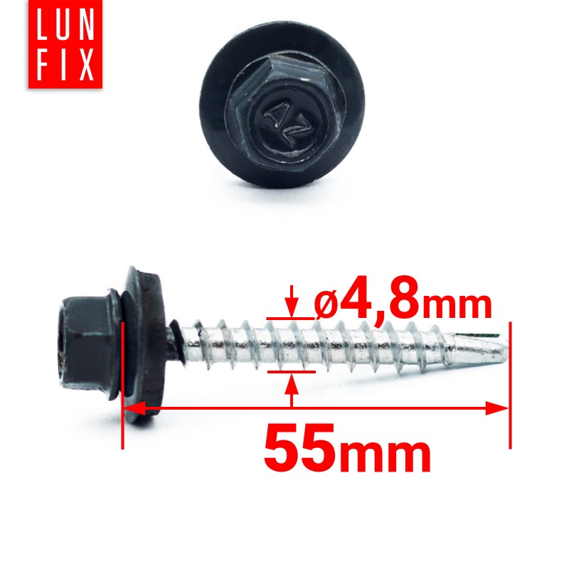 Wkręty farmerskie 4,8x55 samowiercące farmery antracyt WFD 250szt.