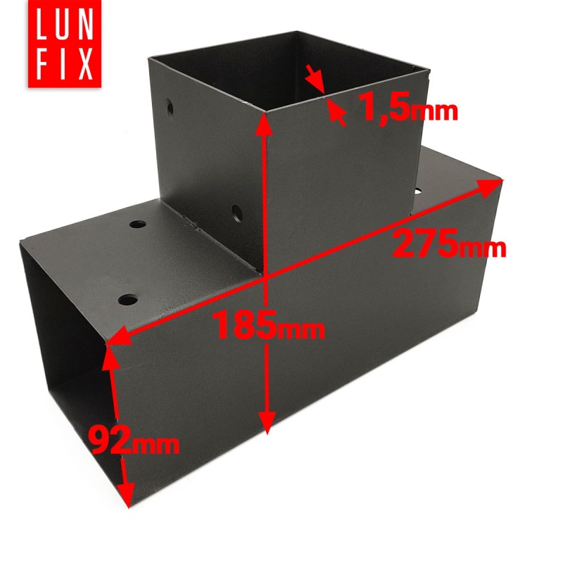 Łącznik belki kwadratowy T 90x90mm wspornik do kantówek 3 końce