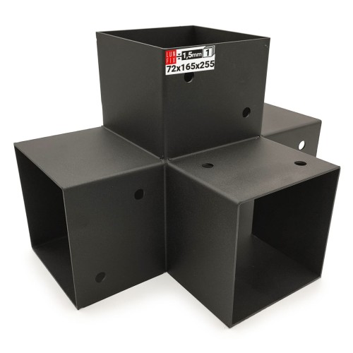 Spojka trámů X 70x70mm čtvercová podpora na hranoly 4 konci