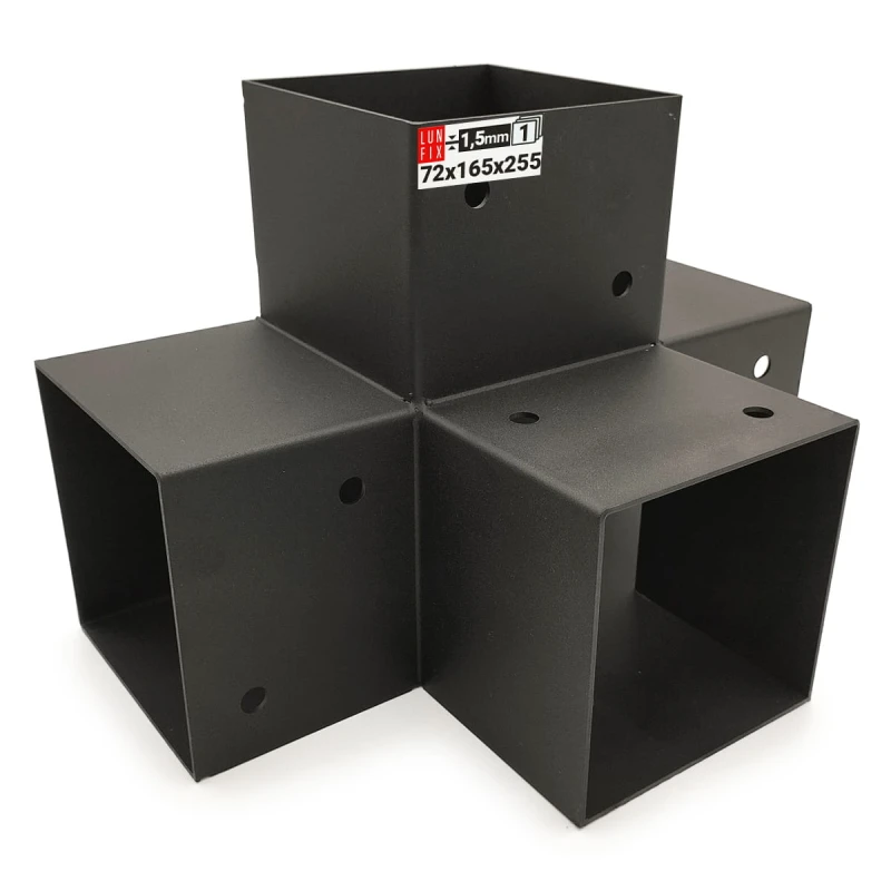 Spojka trámů X 70x70mm čtvercová podpora na hranoly 4 konci