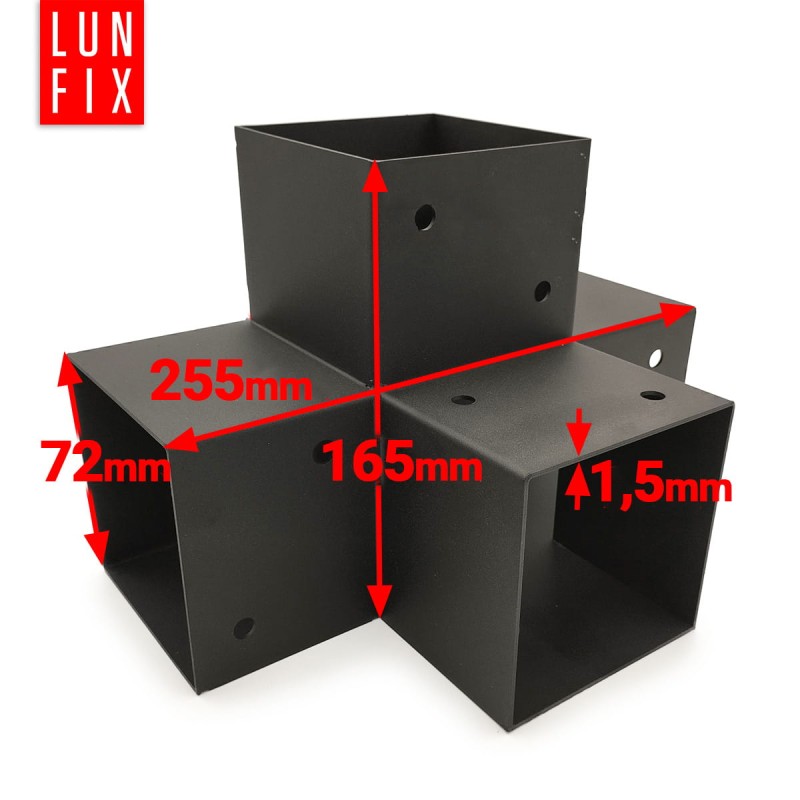 Łącznik belki kwadratowy X 70x70mm wspornik do kantówek 4 końce