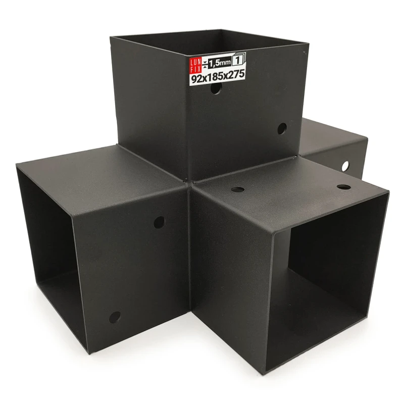 Spojka trámů X 90x90mm čtvercová podpora na hranoly 4 konci