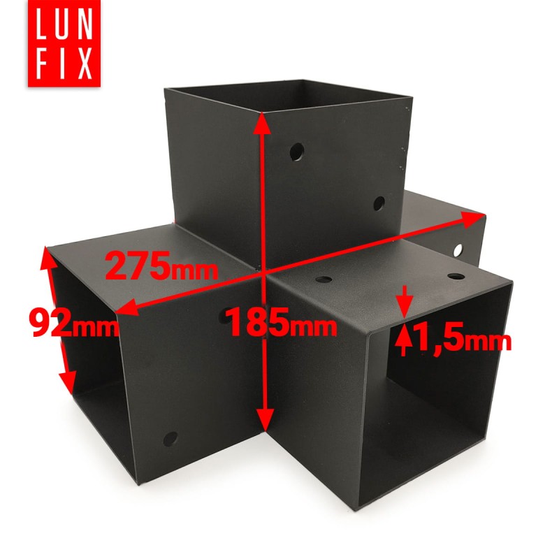 Łącznik belki kwadratowy X 90x90mm wspornik do kantówek 4 końce
