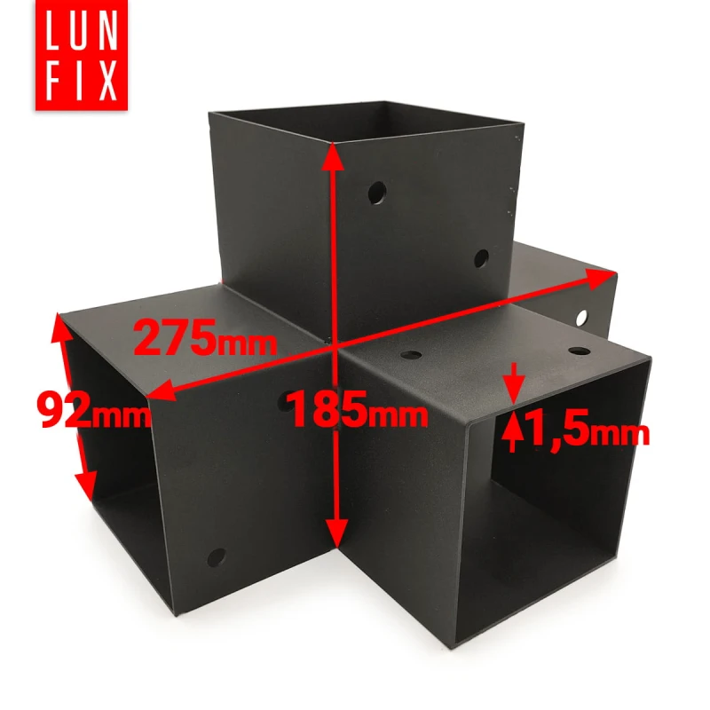 Spojka trámů X 90x90mm čtvercová podpora na hranoly 4 konci