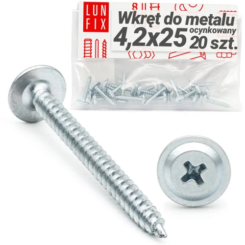 Vrut s talířovou hlavou 4,2x25 na kov 20ks.
