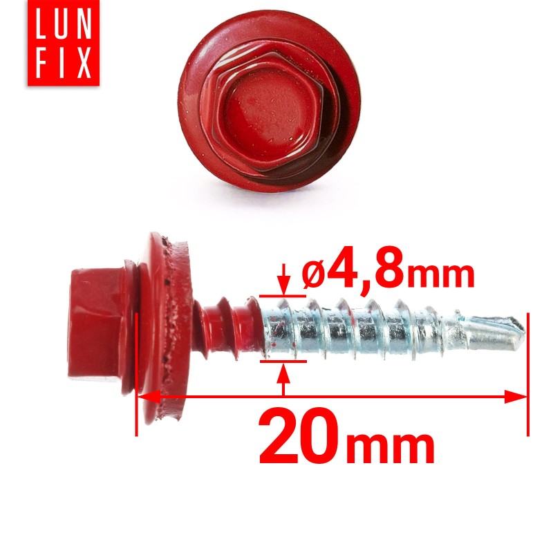 Wkręty farmerskie 4,8x20 samowiercące farmery czerwone 250szt.