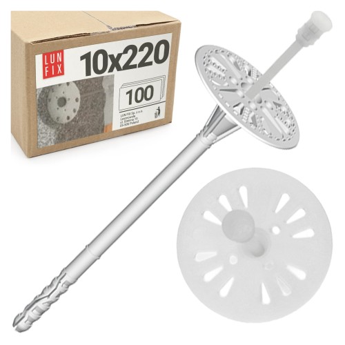 Talířová hmoždinka 220 mm s plastovým trnem 100ks.