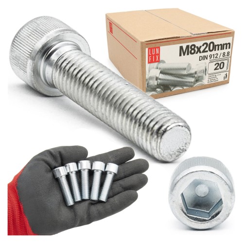 Šroub s válcovou hlavou M8x20 vnitřní šestihran DIN912 třída 8,8 20ks