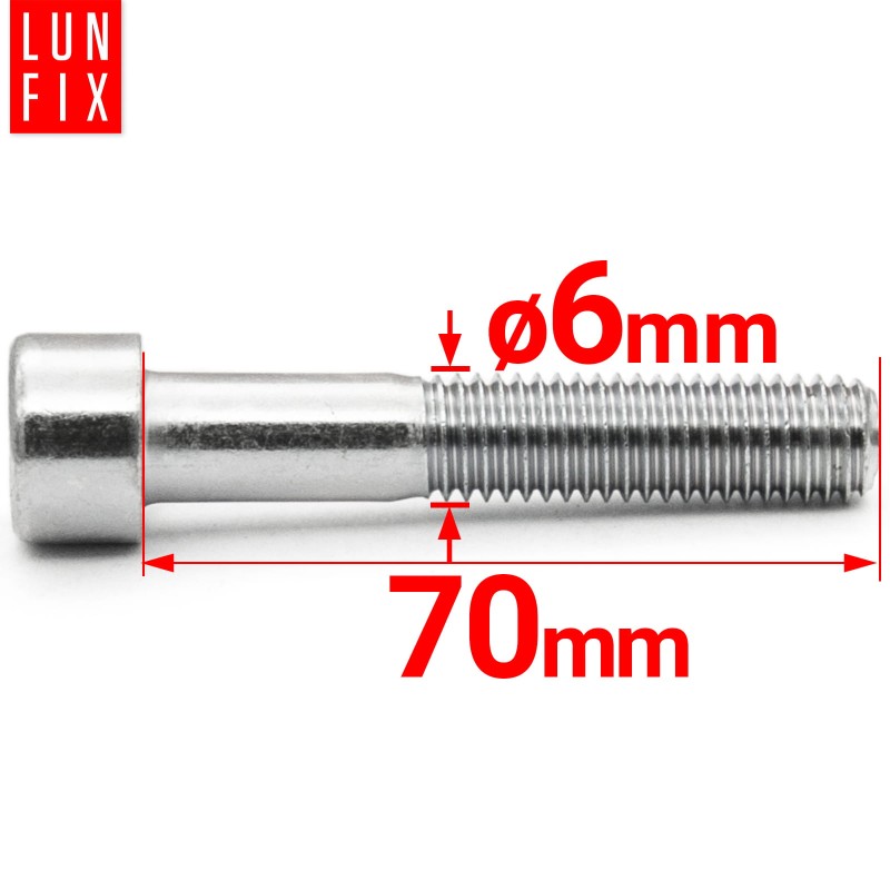 Śruby imbusowe M6x70 ocynkowane DIN912 klasa 8.8 20szt