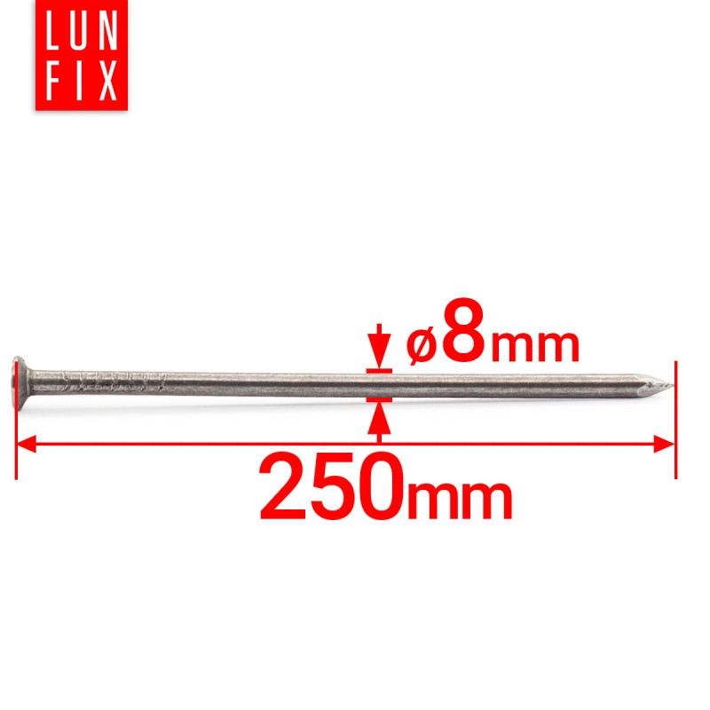 Gwoździe budowlane 8x250 mm 10 cali czarne 5kg
