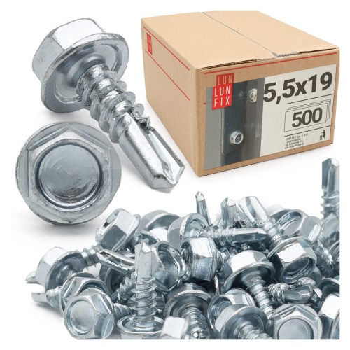 Samovrtný šroub 5,5x19 šestihranný DIN7504K pozinkovaný 500ks.