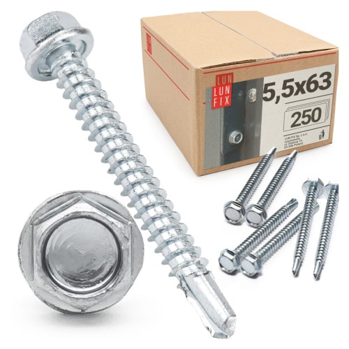 Samovrtný šroub 5,5x63 šestihranný DIN7504K pozinkovaný 250ks.