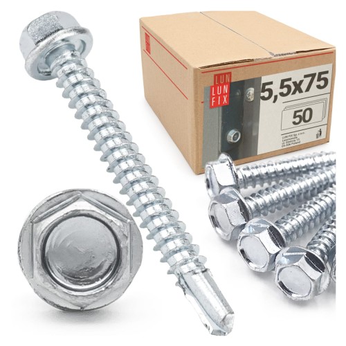 Samovrtný šroub 5,5x75 šestihranný DIN7504K pozinkovaný 50ks.