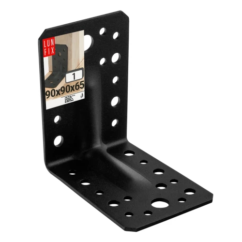 Úhelník s prolisem černý 90x90x65x2 1ks.