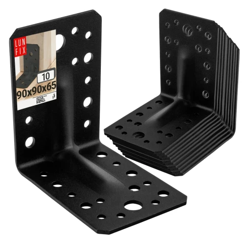 Úhelník s prolisem černý 90x90x65x2 10ks.