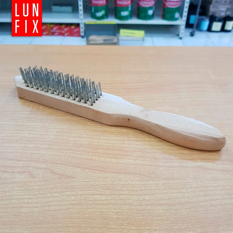 Ruční dřevěný drátěný kartáč 4 řady 27 cm
