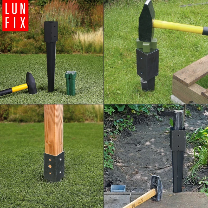 Zatloukací patka černá 90x90x750mm