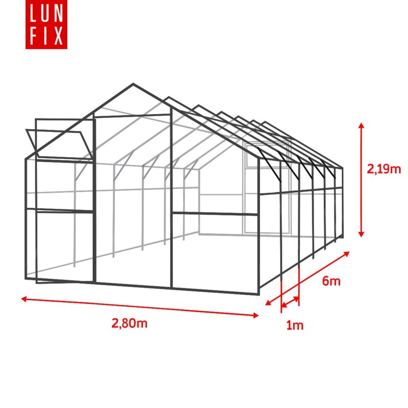 Szklarnia z poliwęglanu 2,8x6m profil "domek" 20x40mm grubość 6mm