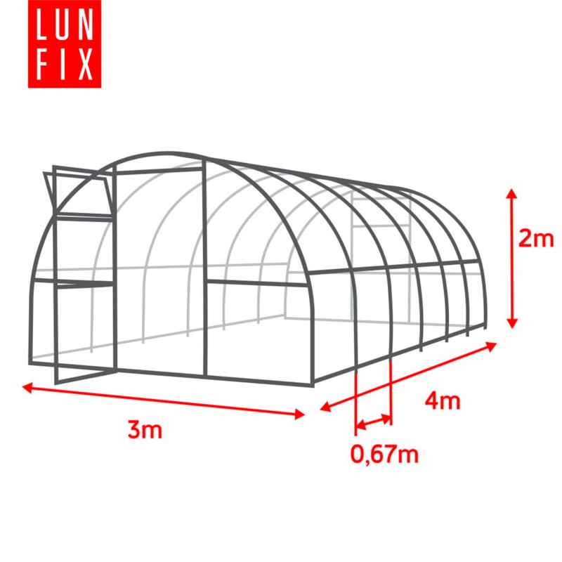 Szklarnia z poliwęglanu 3x4 m "tunel" profil 20x20 mm grubość 6 mm
