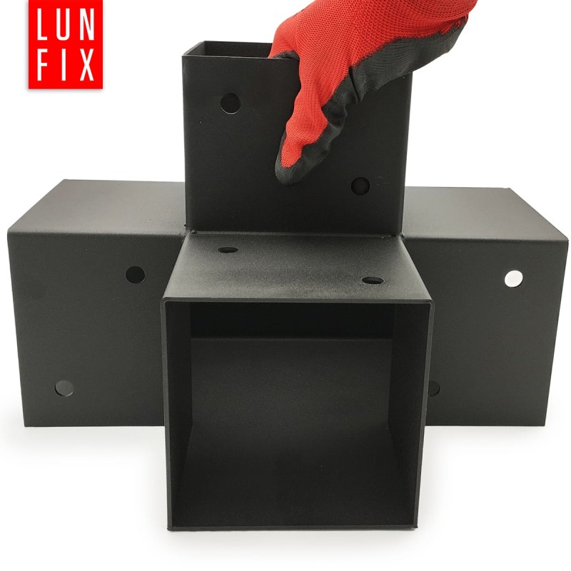 Zestaw łącznik kantówki 9x9cm kształt X z wkrętami 8x40 mm