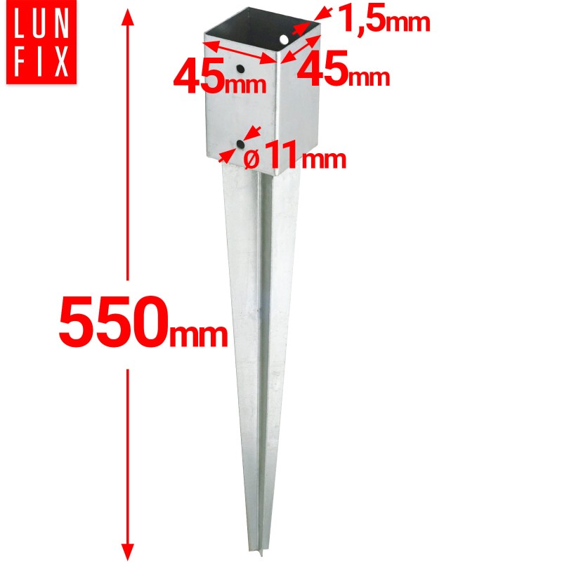 Zestaw podstawa słupa wbijana 4,5 cm + wkręty