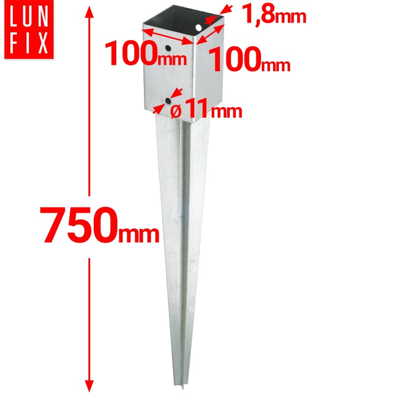 Zestaw podstawa słupa wbijana 10 cm + wkręty