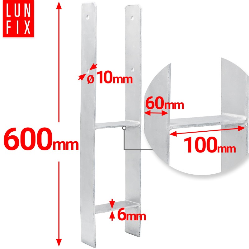 Zestaw podstawa słupa typ H 100mm + wkręty