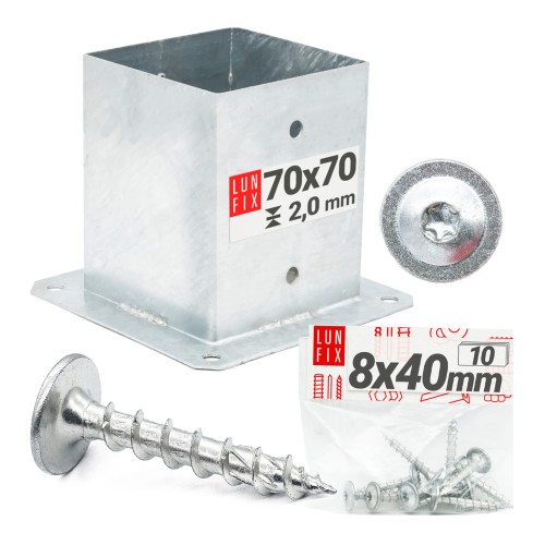 Šroubovací kotevní patka 7x7 + šrouby