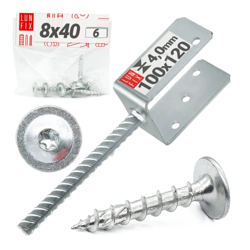 Kotevní patka s týčí do betonu 100mm + šrouby