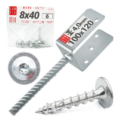 Kotevní patka s týčí do betonu 100mm + šrouby
