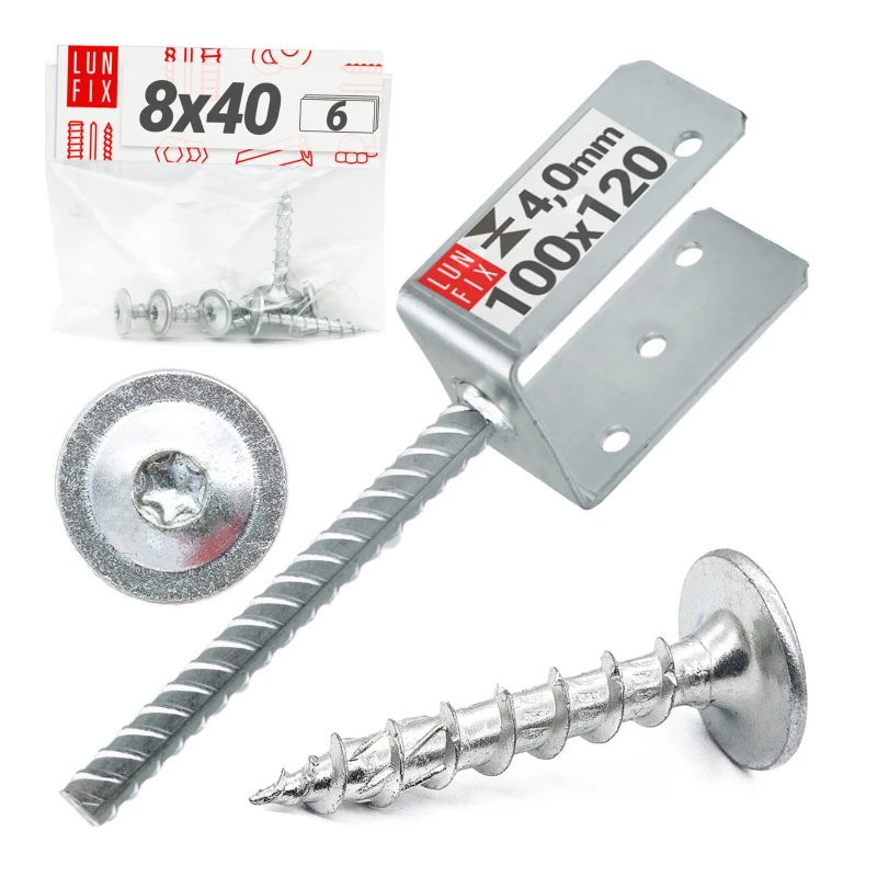 Kotevní patka s týčí do betonu 100mm + šrouby