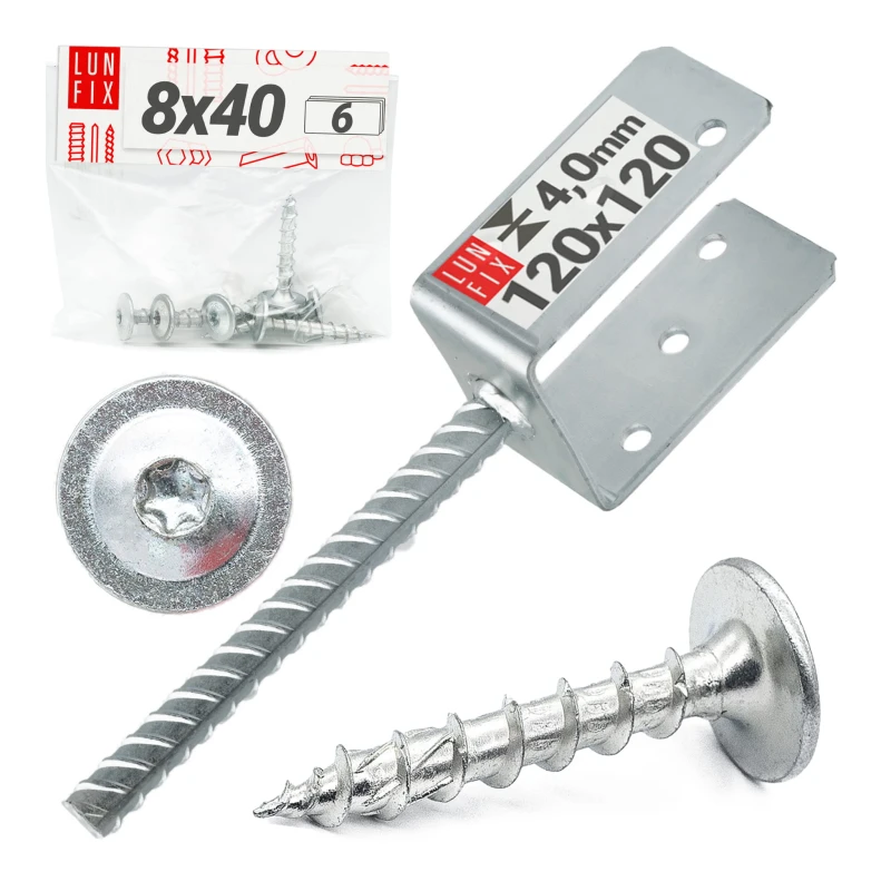 Kotevní patka s týčí do betonu 120mm + šrouby