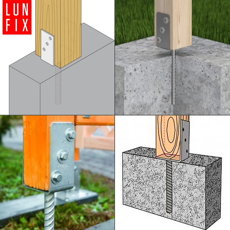 Kotevní patka s týčí do betonu 140mm + šrouby