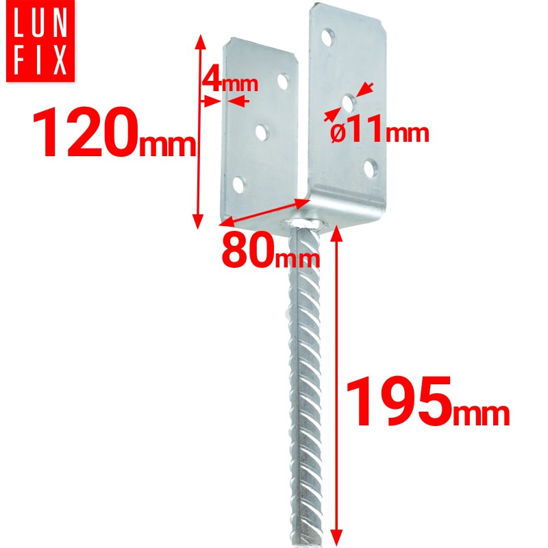 Zestaw podstawa słupa z prętem 80 mm + wkręty